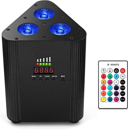 LaluceNatz 3LEDs RGBW 4IN1 Battery Powered Wireless Uplighting Stage Par Light with Remote, Free shipping to US