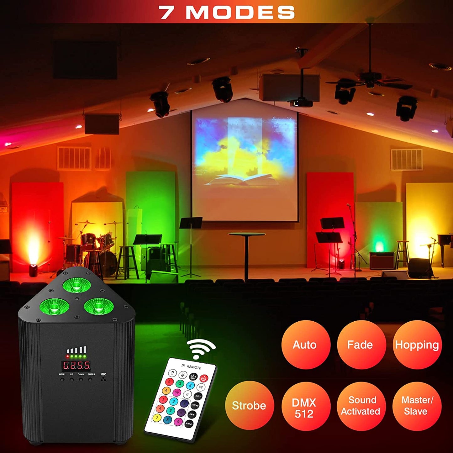 LaluceNatz 3LEDs RGBW 4IN1 Battery Powered Wireless Uplighting Stage Par Light with Remote, Free shipping to US